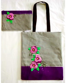 Happy Threads Women's Blinky Tote Bag With Pouch Combo(Purple)